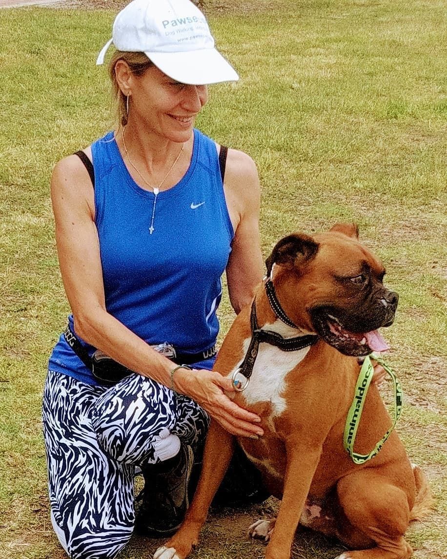 Happy pawsercise client